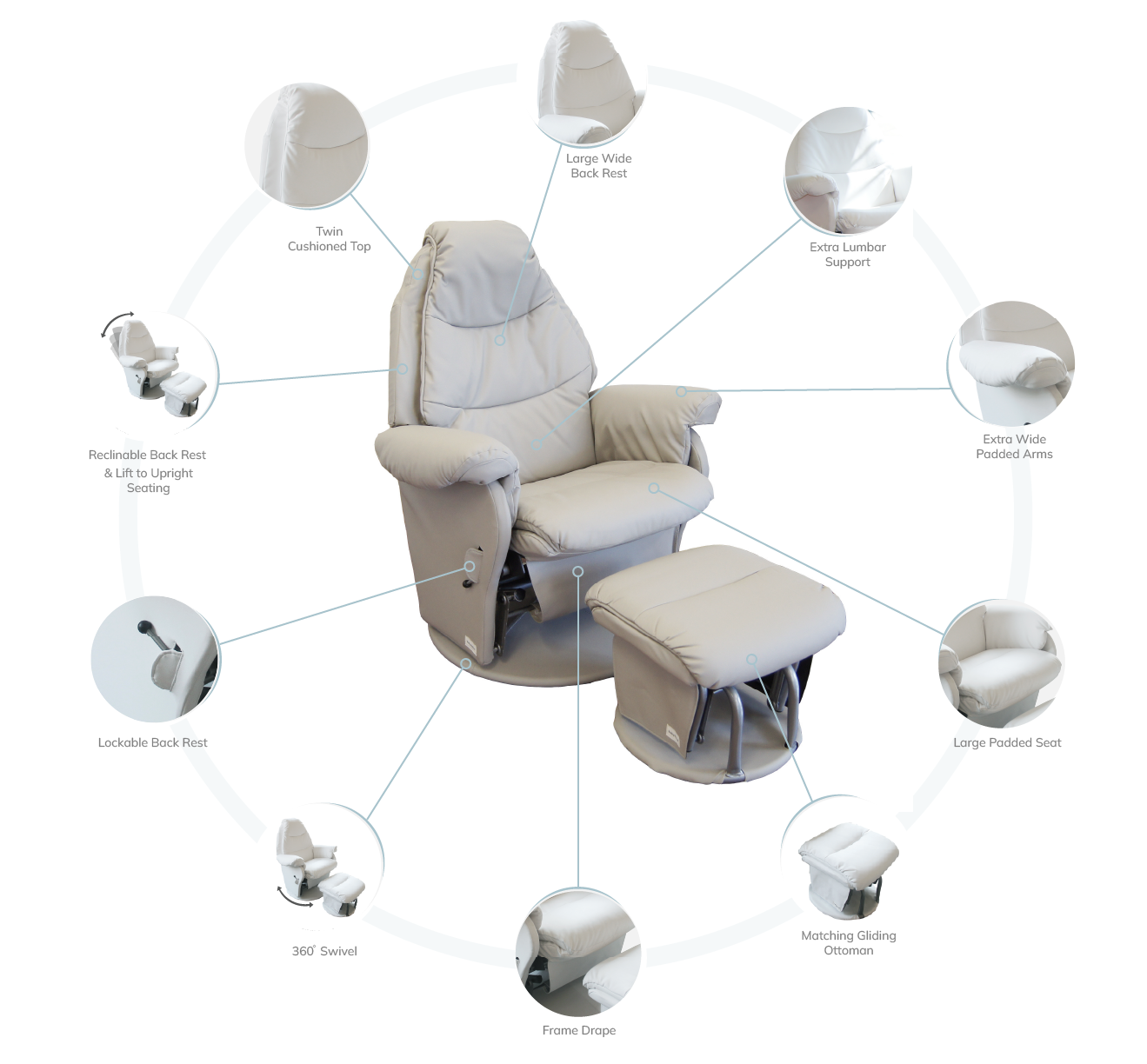 Vogue Feeding Glider Chair & Ottoman