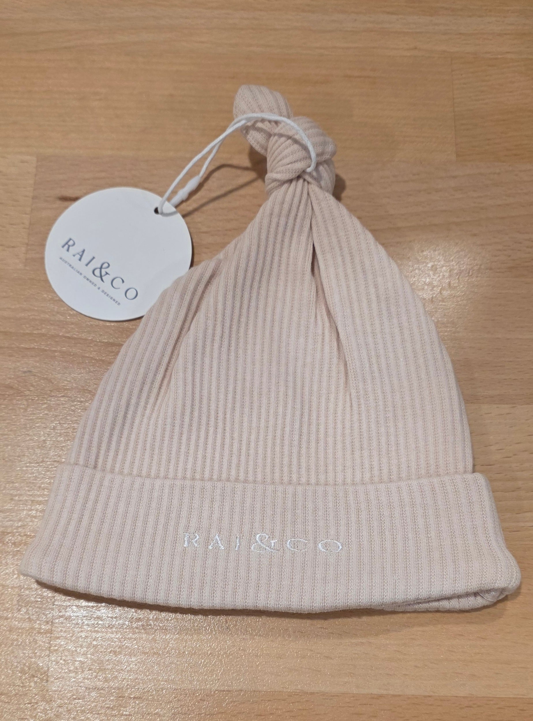 Baby Beanie Ribbed Knotted