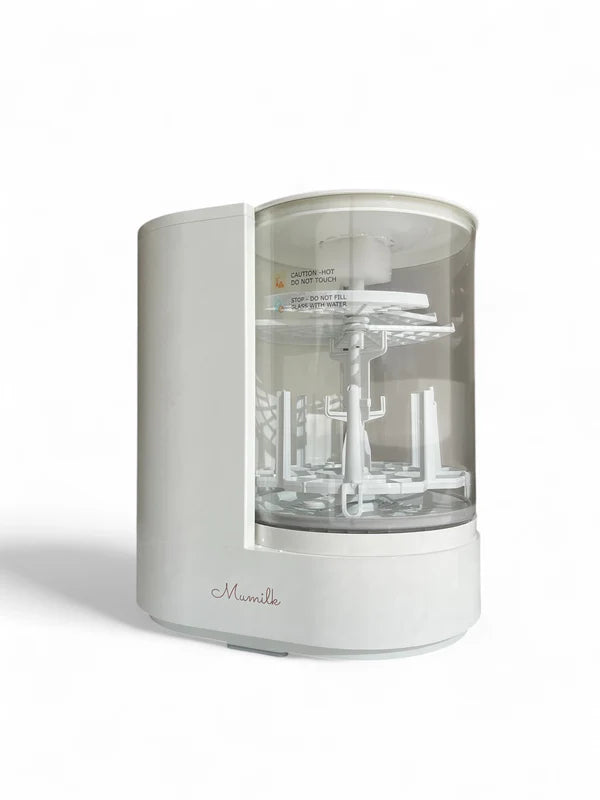 White 3 in 1 bottle washer with transparent top on a white background