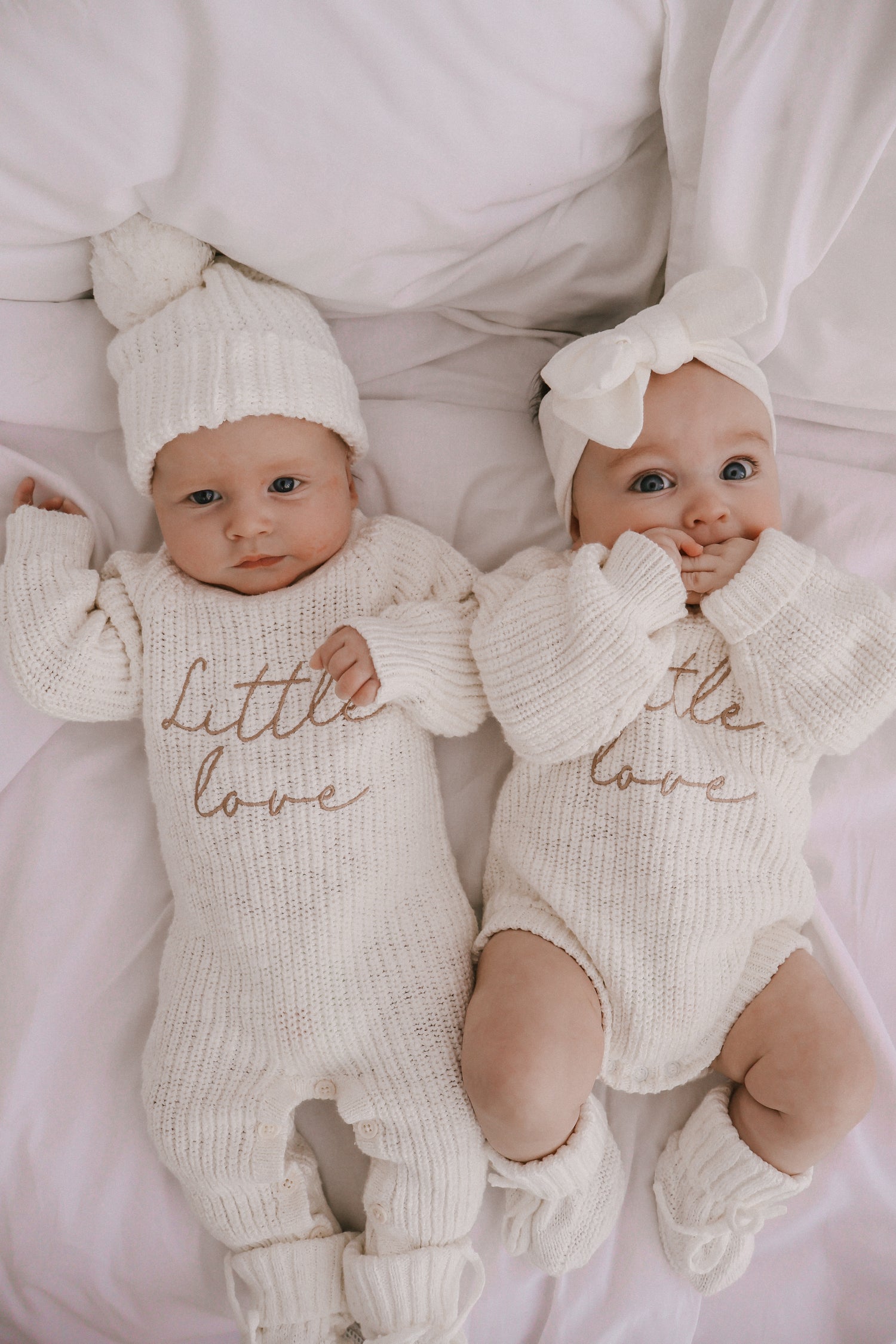 LITTLE LOVE - CHUNKY TEXTURED KNIT ROMPER | SNOW