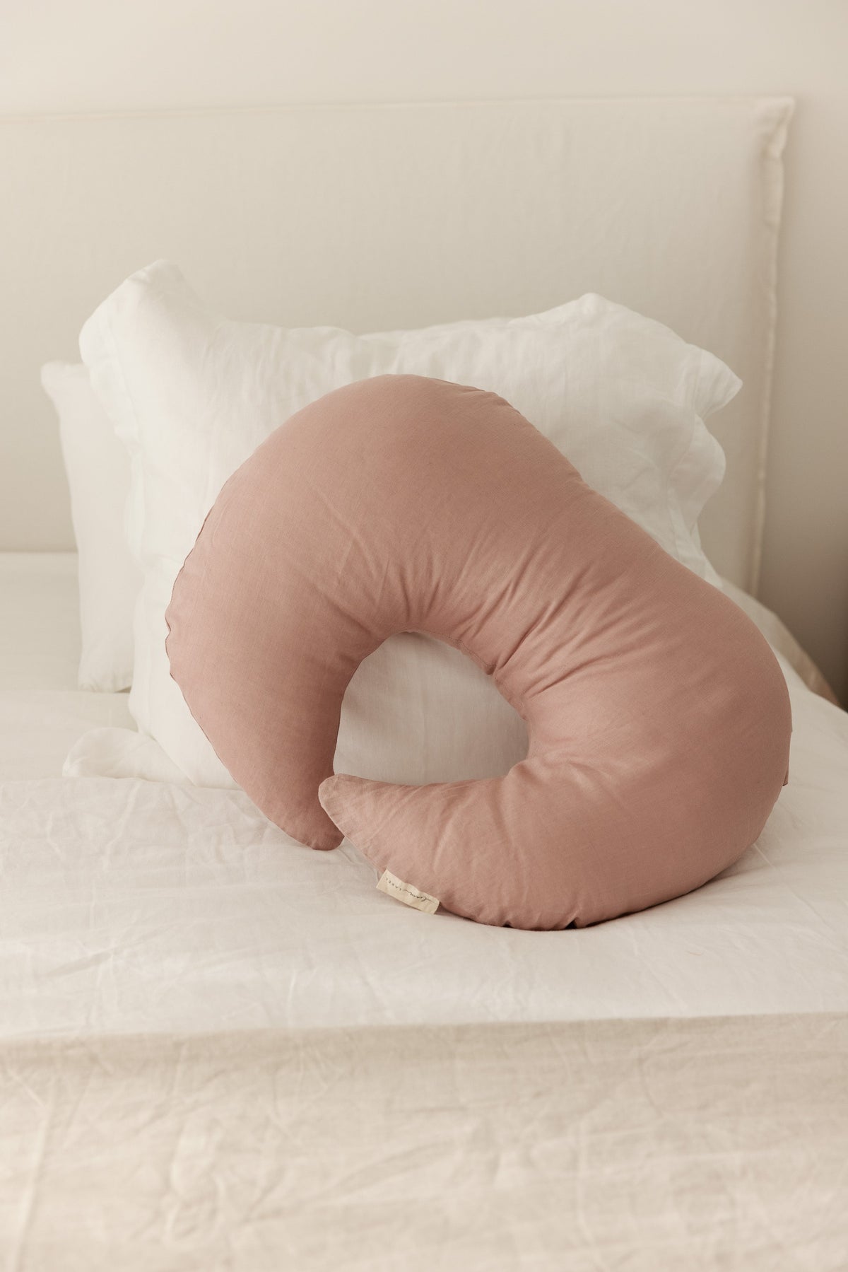Linen Label Nursing Pillow and Cover – Moon Shape