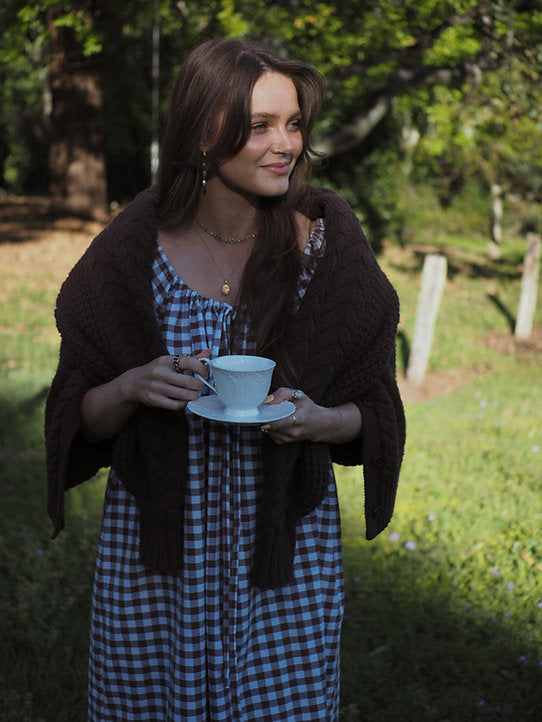 Mumma Maxi Dress - Chocolate Brown Gingham
