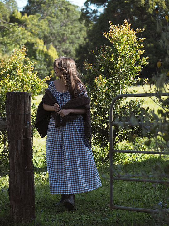 Mumma Maxi Dress - Chocolate Brown Gingham