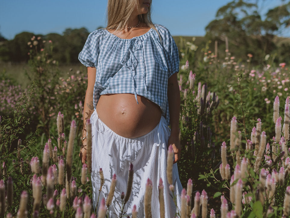 Birdie Smock Blouse || Duck Egg Blue Gingham