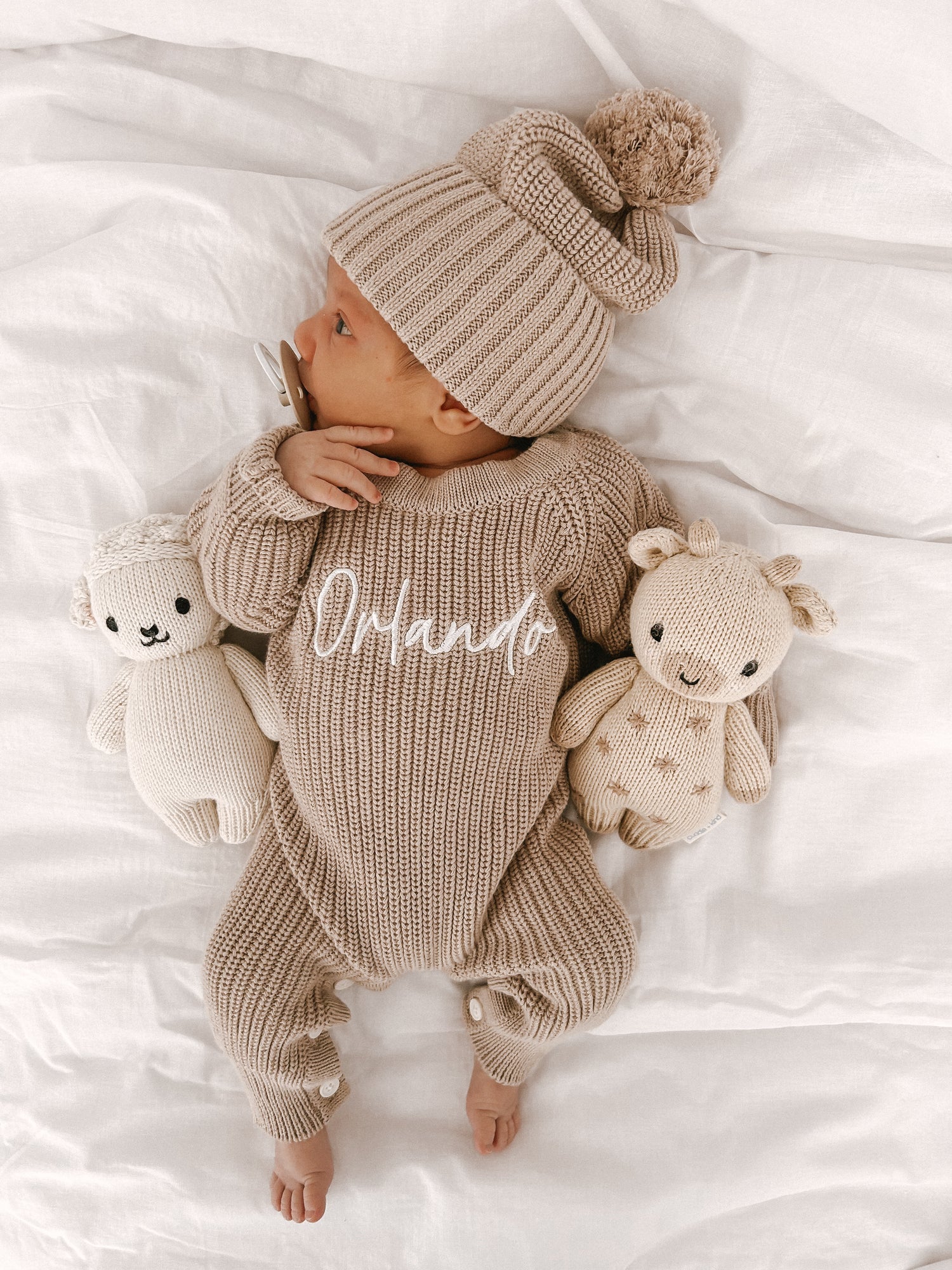Long Ribbed Romper Teddy Brown