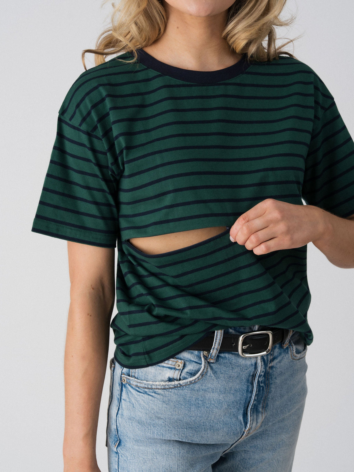 Issa Everyday Striped Tee with breastfeeding access