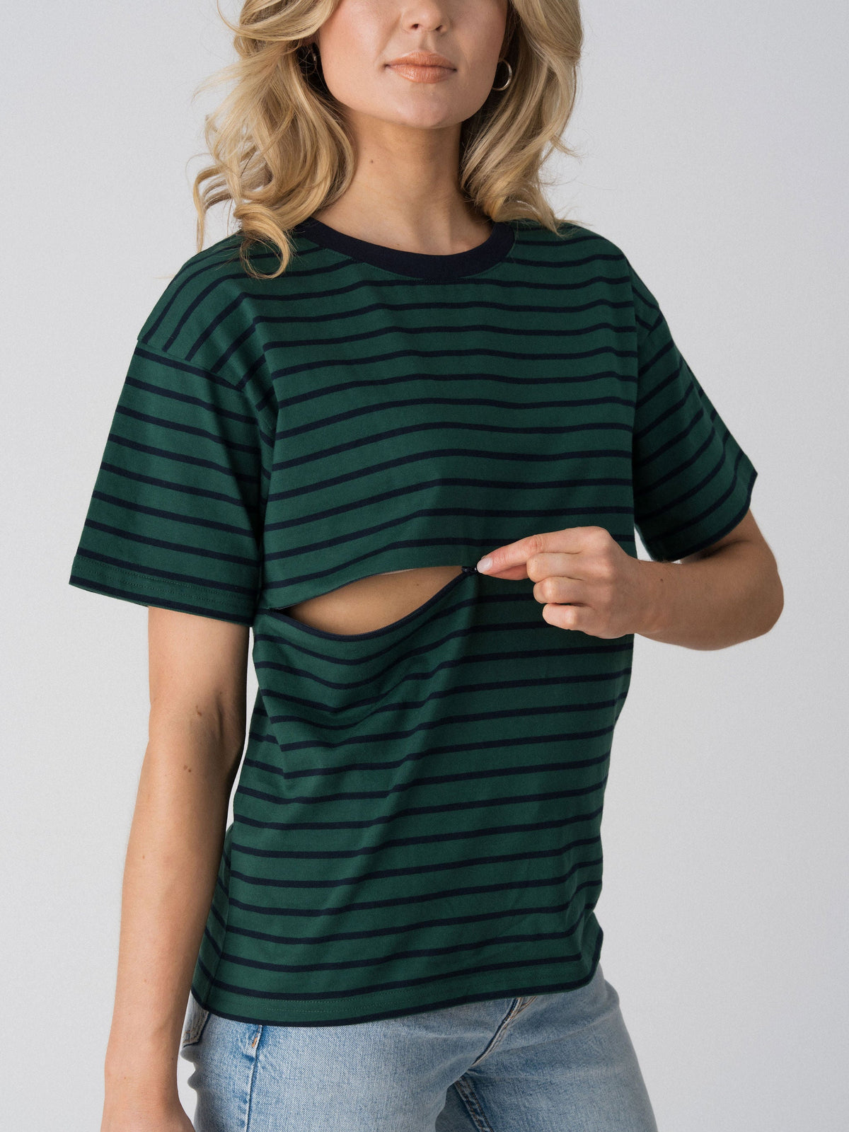 Issa Everyday Striped Tee with breastfeeding access