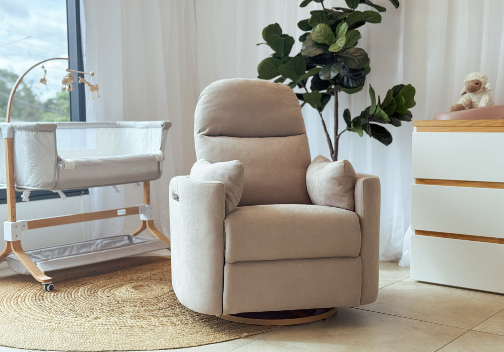 Babyhood Firenza Electric Glider Chair - on display & available by custom order.