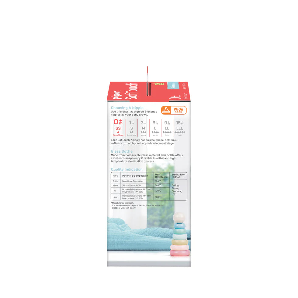 PIGEON SOFTOUCH BPP BOTTLE GLASS 160ML