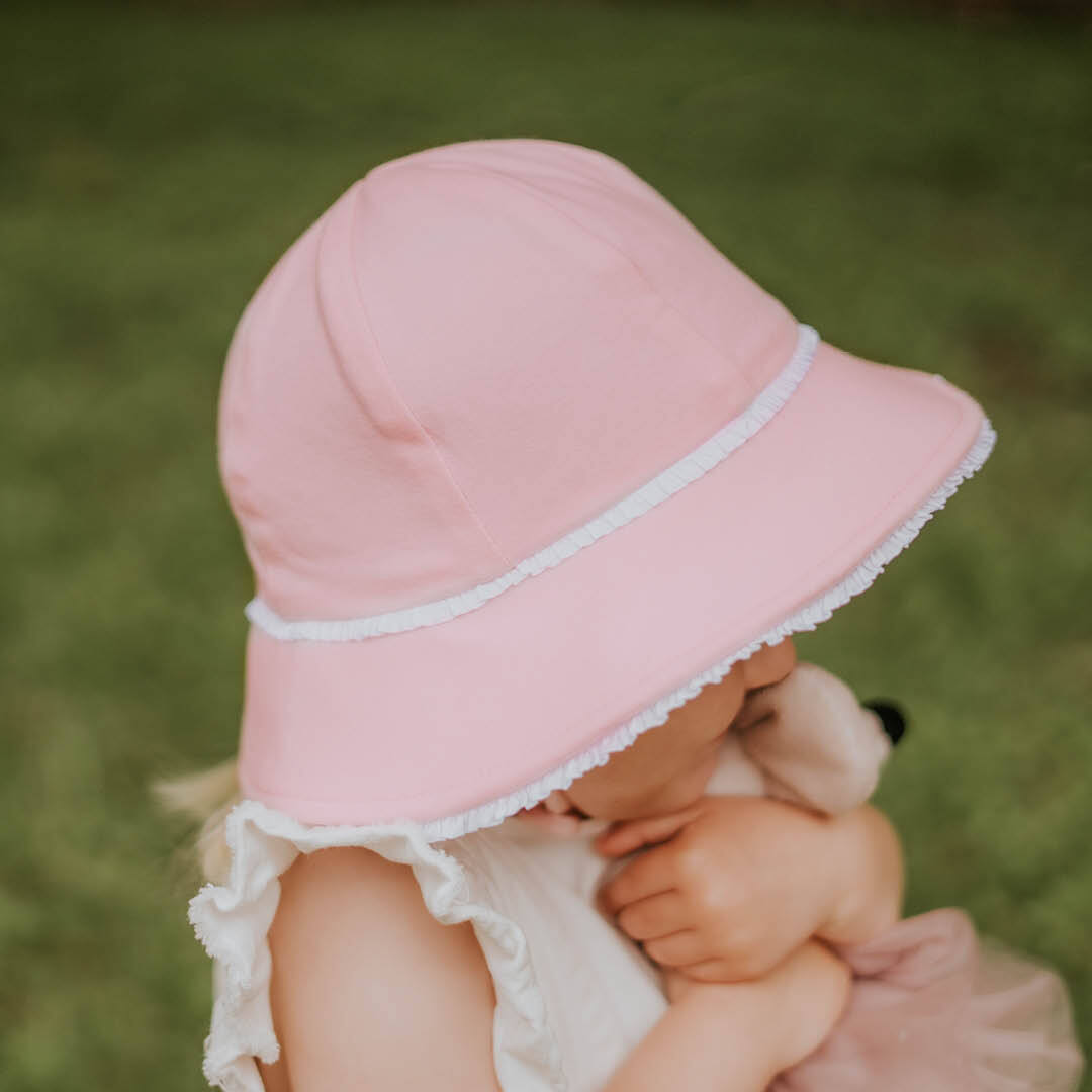Toddler Bucket Hat - Blush Ruffle Trim