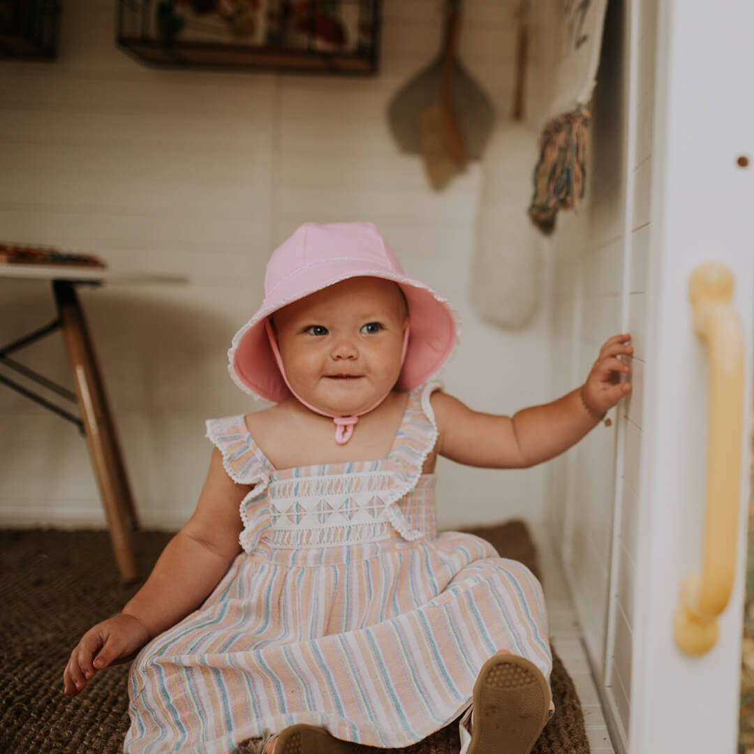Toddler Bucket Hat - Blush Ruffle Trim