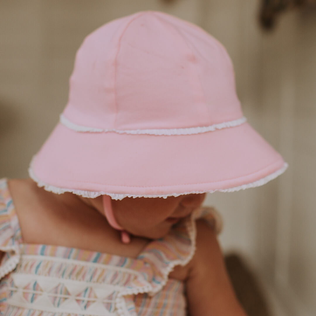 Toddler Bucket Hat - Blush Ruffle Trim