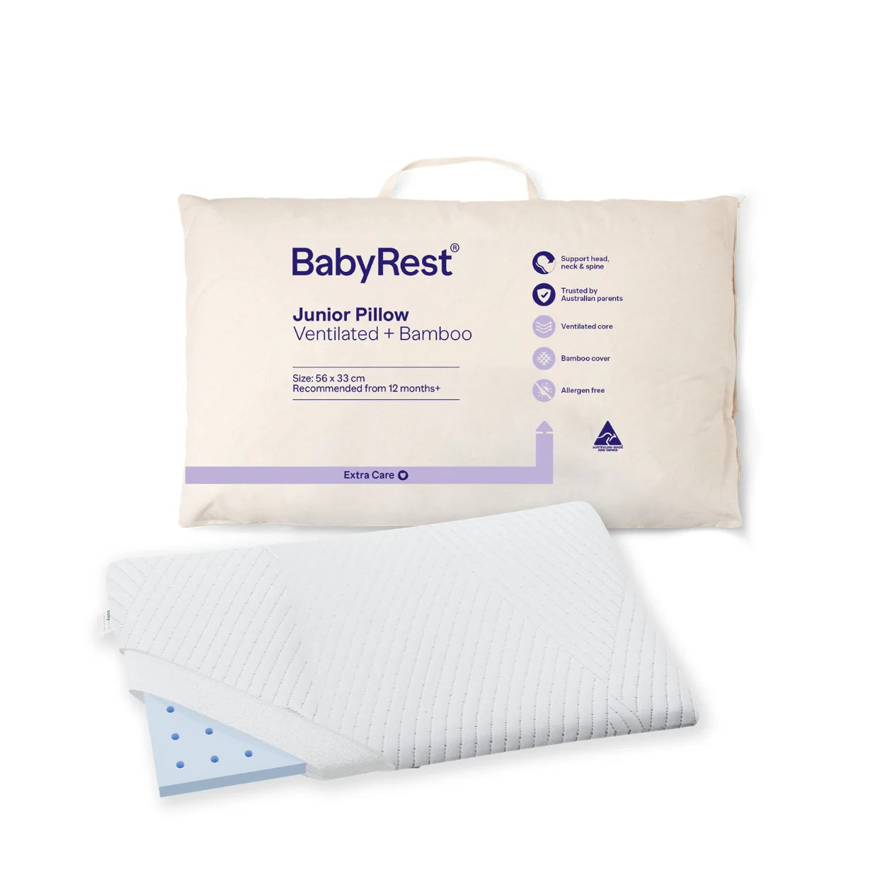 Baby Rest Junior Ventilated + Bamboo Pillow