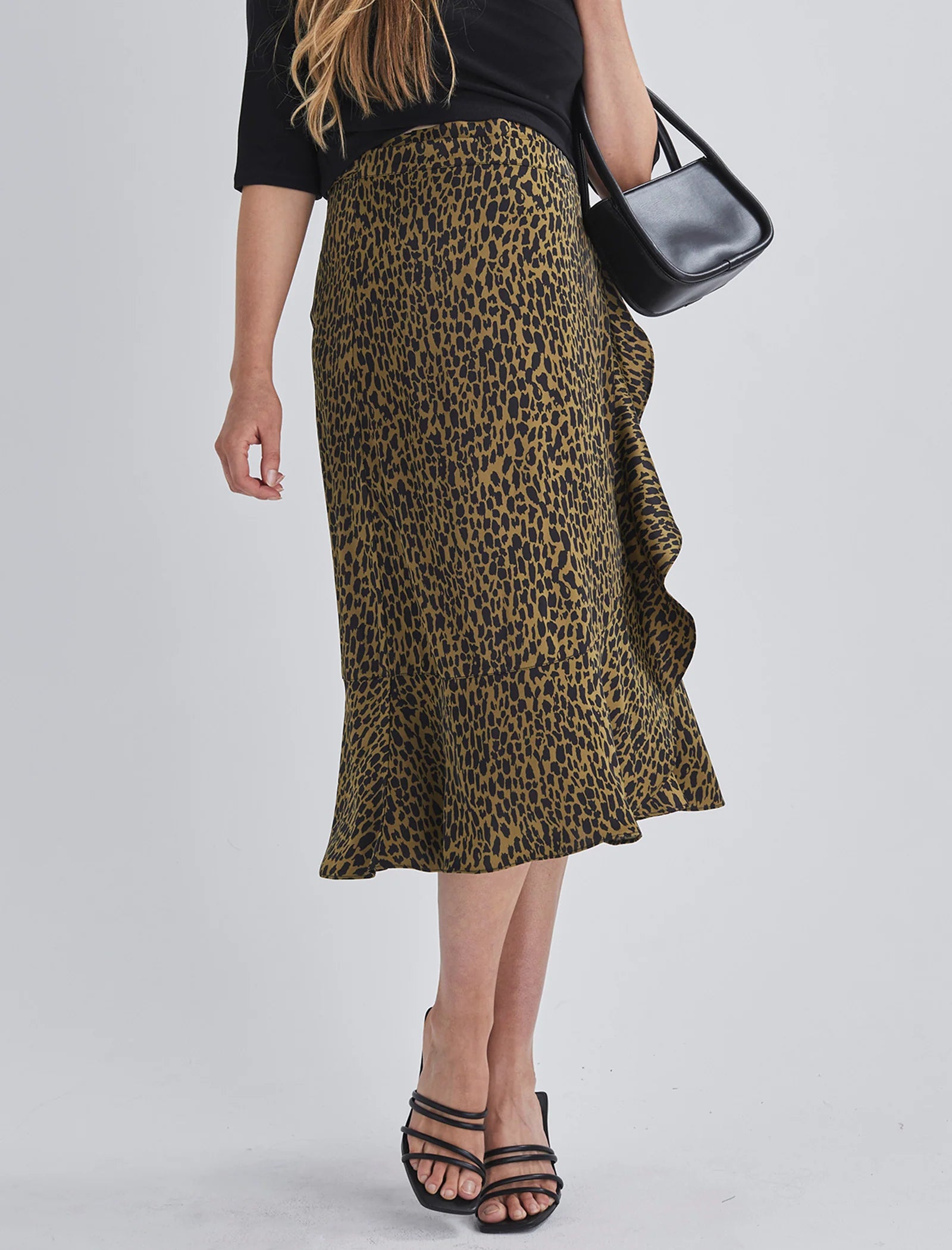 Christie Maternity Wrap Midi Skirt – Leopard Print
