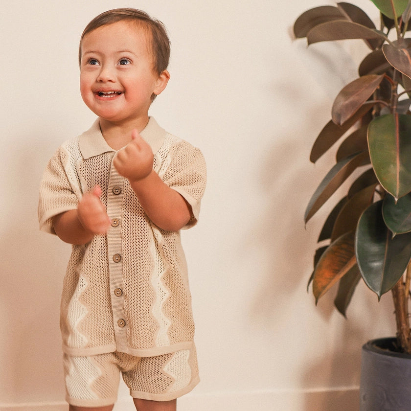 Shell Mesh Knit Short Sleeve Shirt