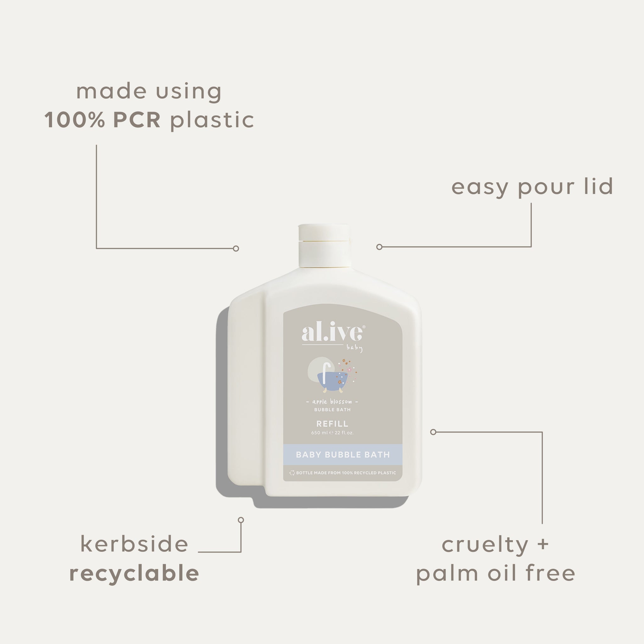 al.ive body 650ml Bubble Bath Refill Apple Blossom