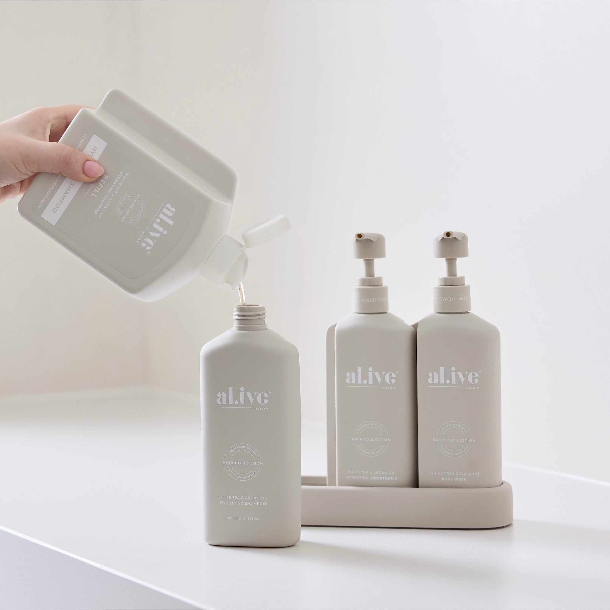 al.ive body 650ml Shampoo Refill White Tea & Argan Oil