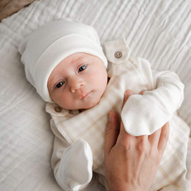 Organic Double Layer Baby Beanie White