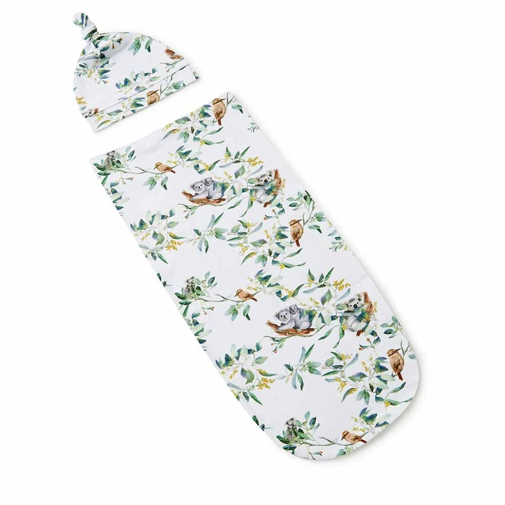 Snuggle Hunny Stretch Cotton Snuggle Swaddle & Beanie or Top Knot Set