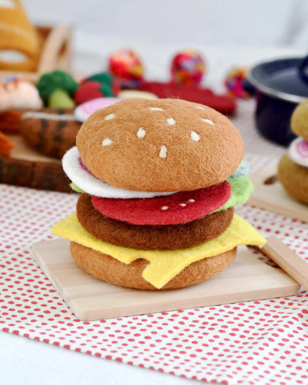 Felt Burger Stack Play Food Set
