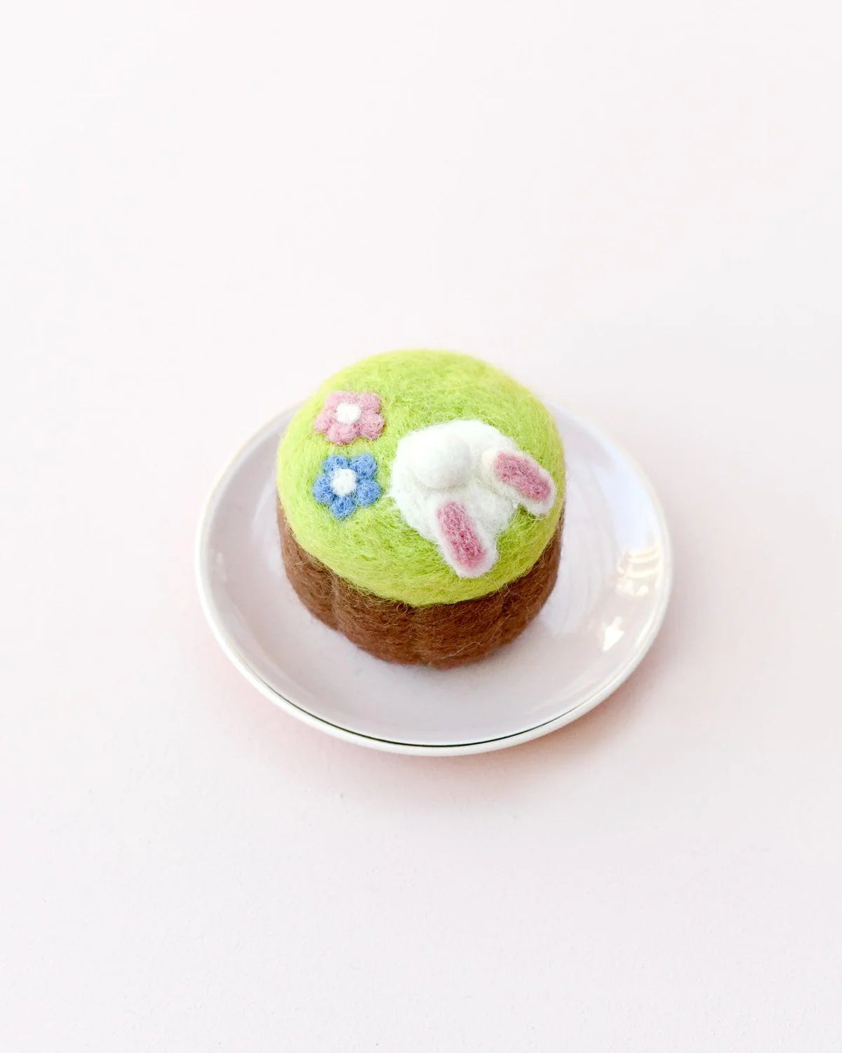 Felt Cupcake Easter Burrowing Bunny with Flowers
