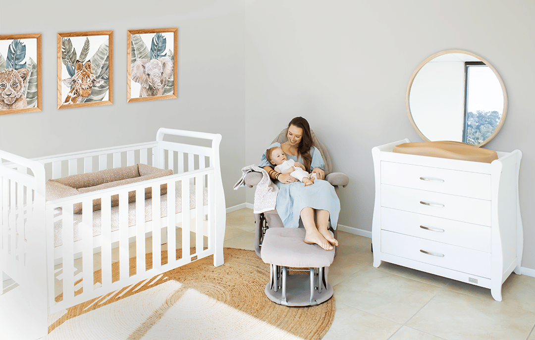 Babyhood Georgia Sleigh Cot Luxx - available to order