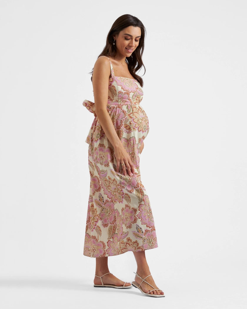 Hope Tie Back Linen Dress Natural