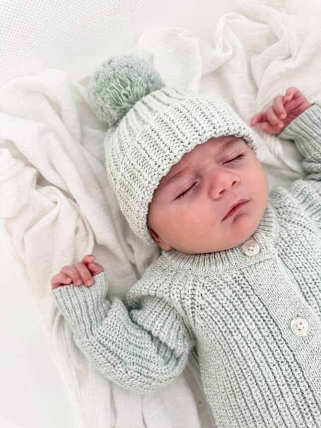 Textured Cotton Long Romper Sea Mist