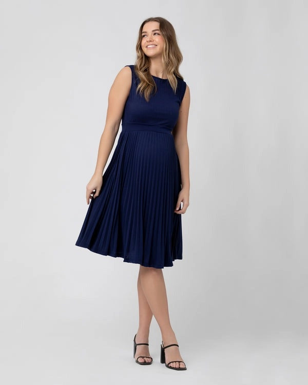 Knife Pleat Dress Blue