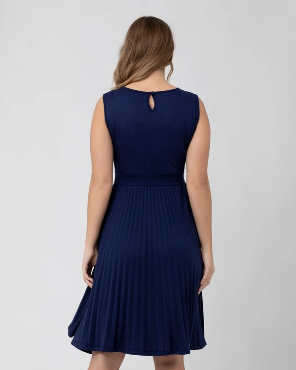 Knife Pleat Dress Blue