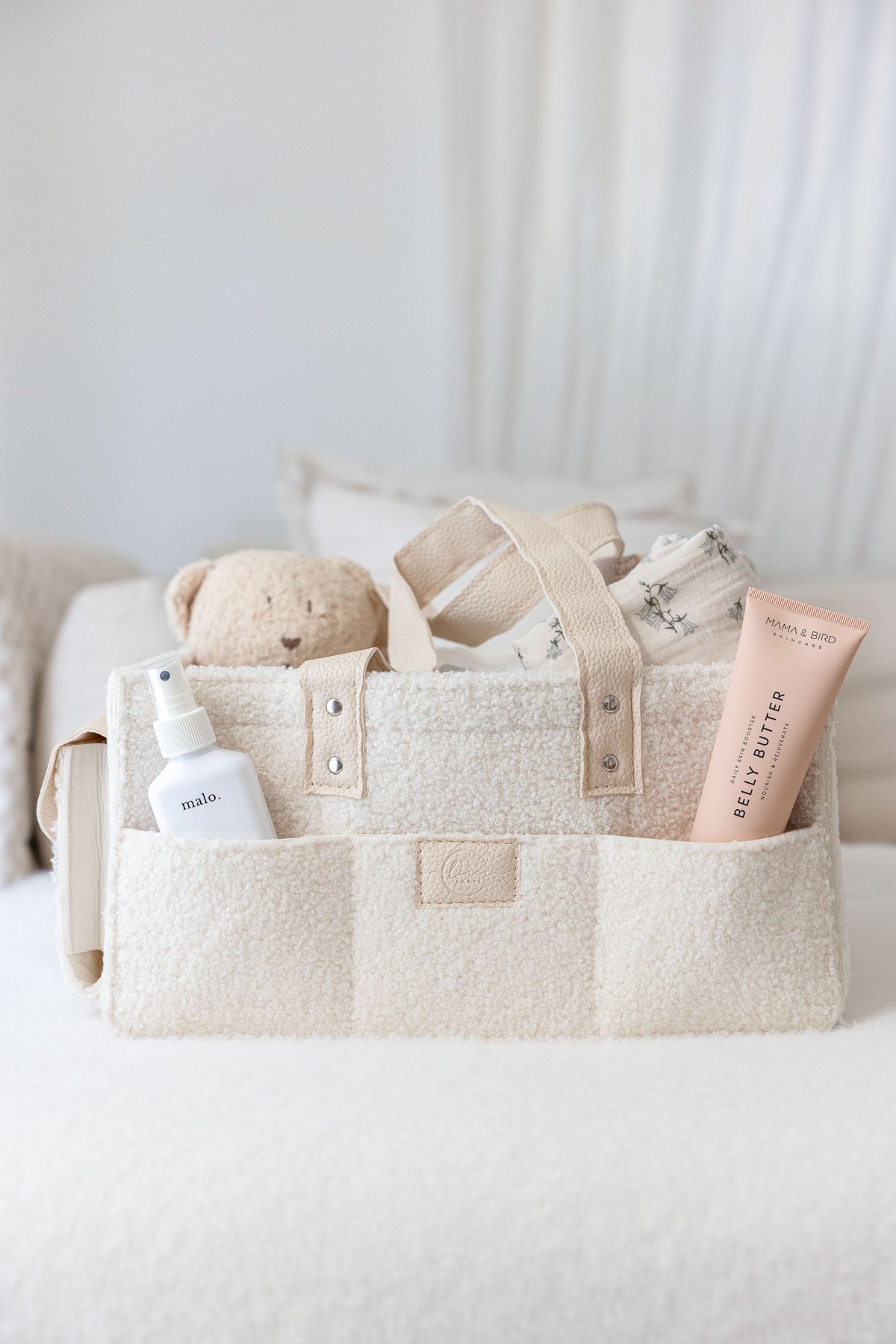 Linen Label Teddy Nappy Caddy- Large Side Pocket