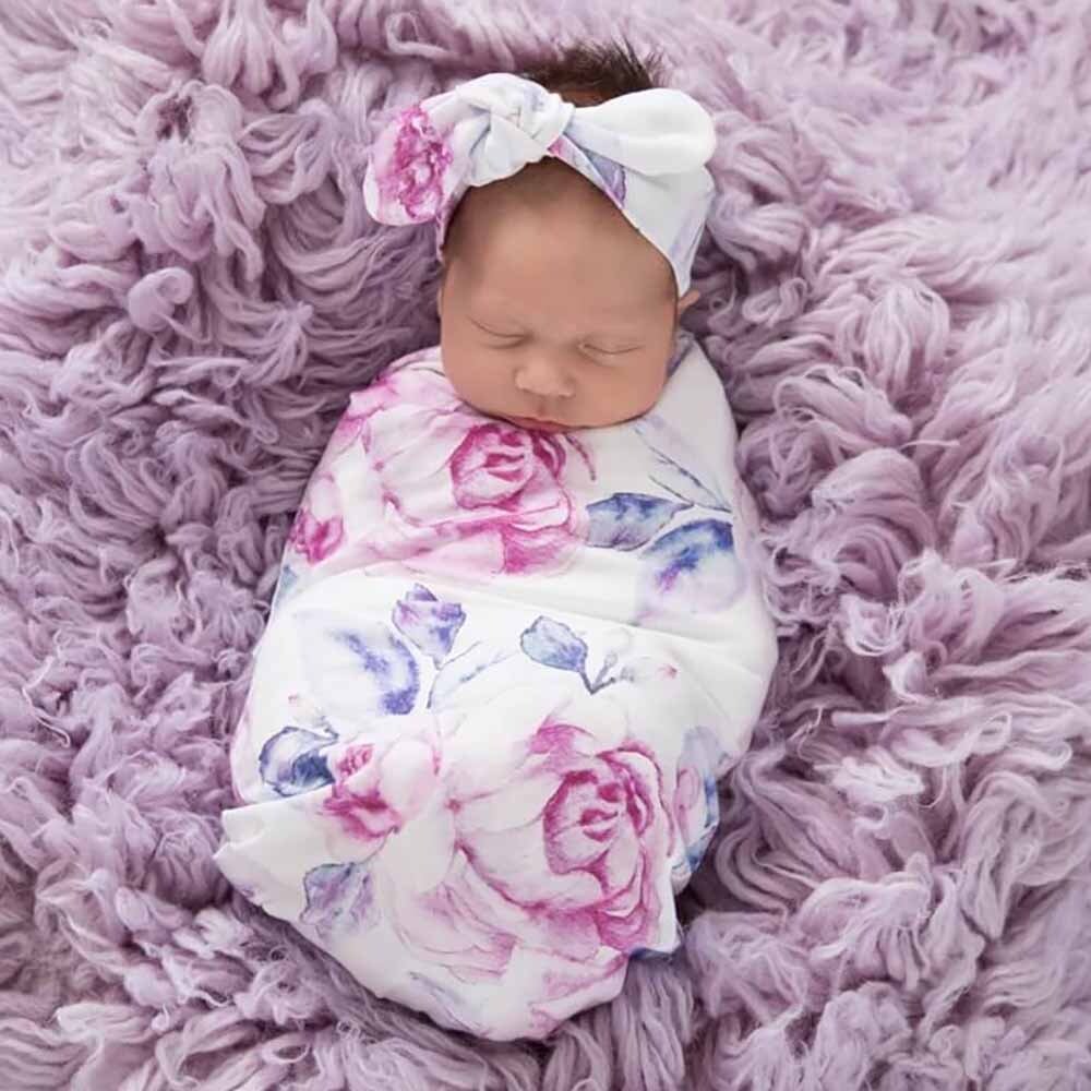 Snuggle Hunny Stretch Cotton Snuggle Swaddle & Beanie or Top Knot Set