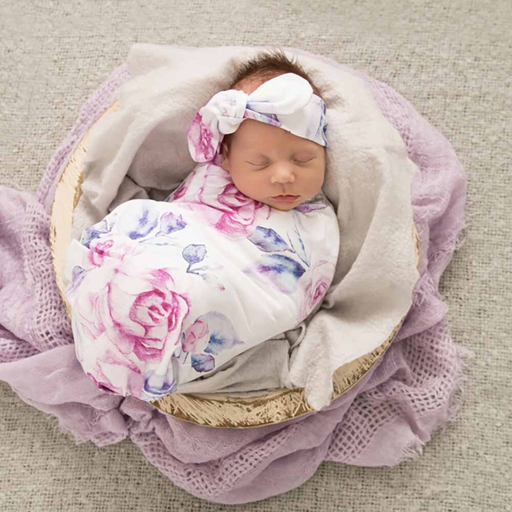 Snuggle Hunny Stretch Cotton Snuggle Swaddle & Beanie or Top Knot Set