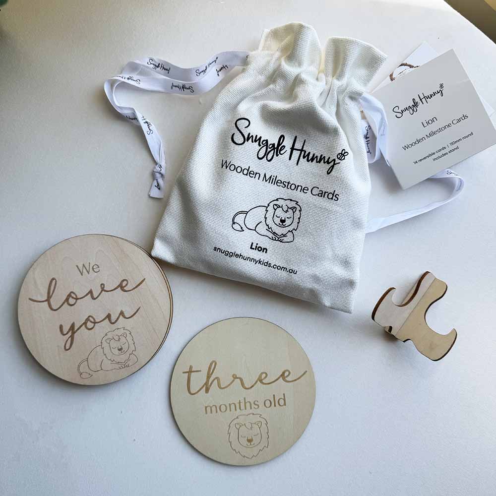 Snuggle Hunny Lion Wooden Milestone Cards