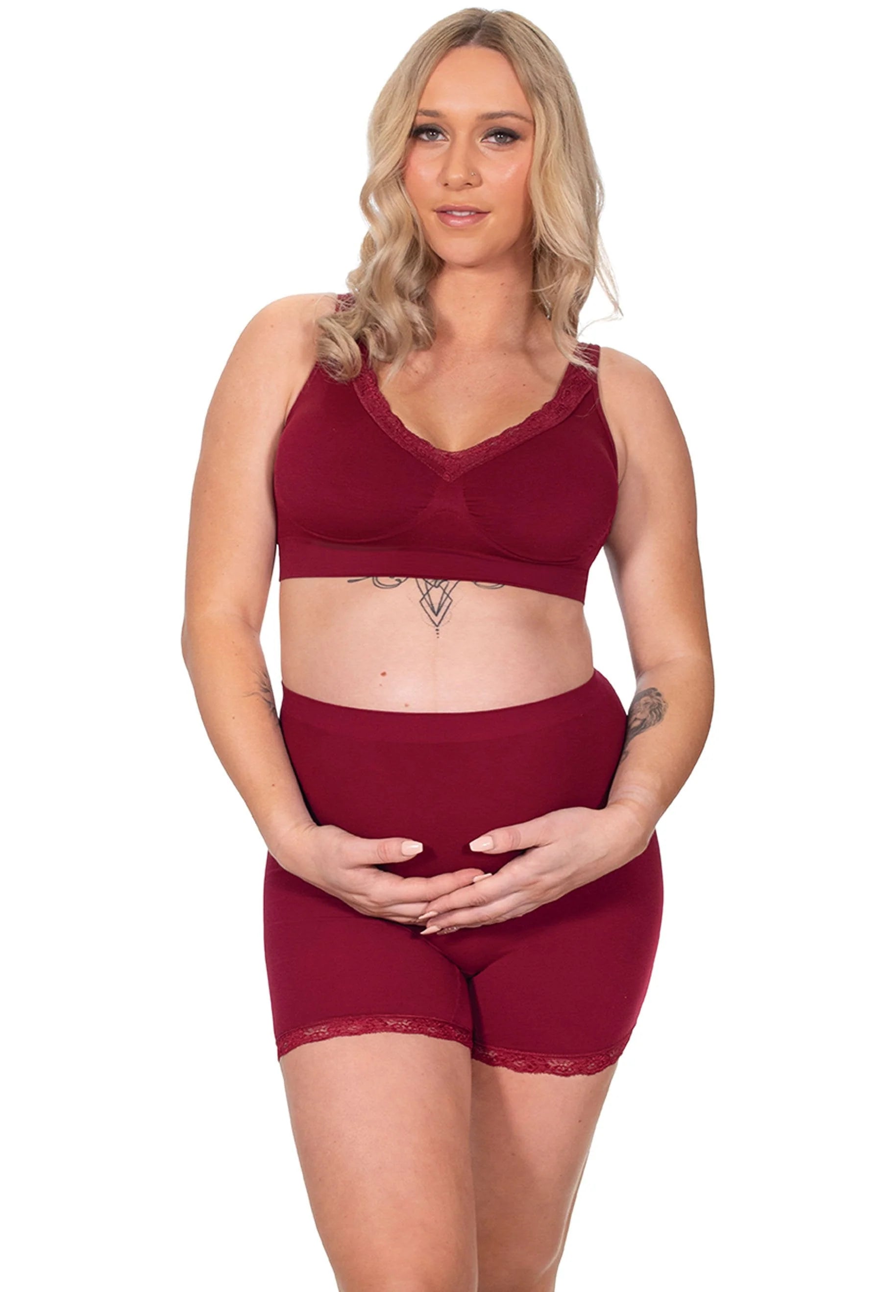 Maternity Anit Chafing High Rise Petite Cotton Shorts