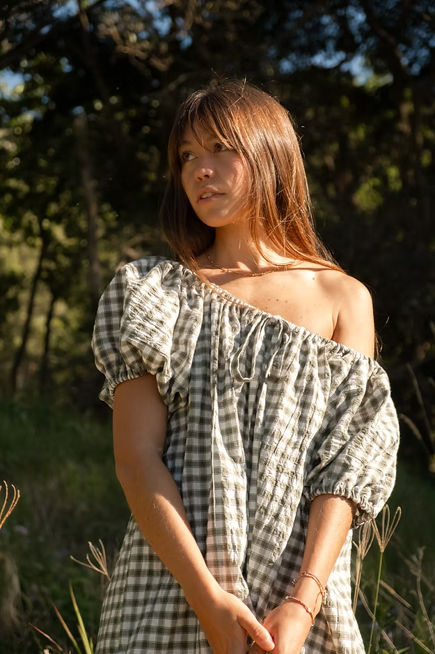 Mumma Garden Mini Dress - Forest Green Gingham