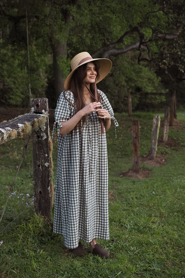 Mumma Maxi Dress - Forest Green Gingham
