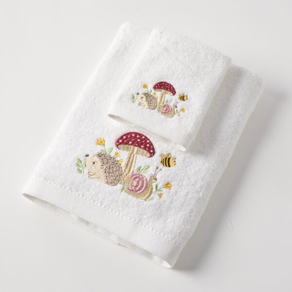 Mushroom Meadow Bath Towel & Face Washer in Organza Bag