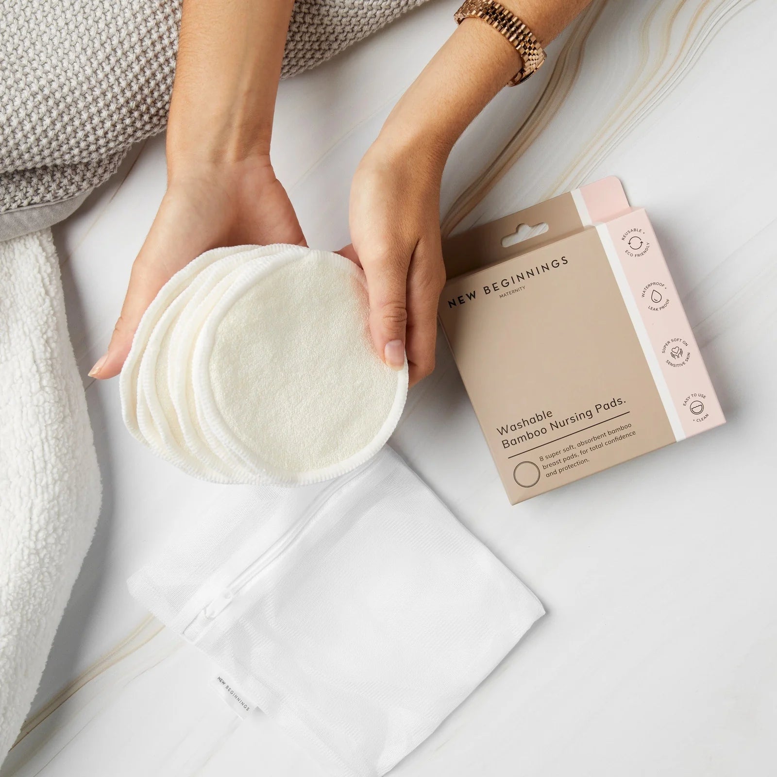 New Beginnings Soft Bamboo Washable Nursing Pads 8 Pack