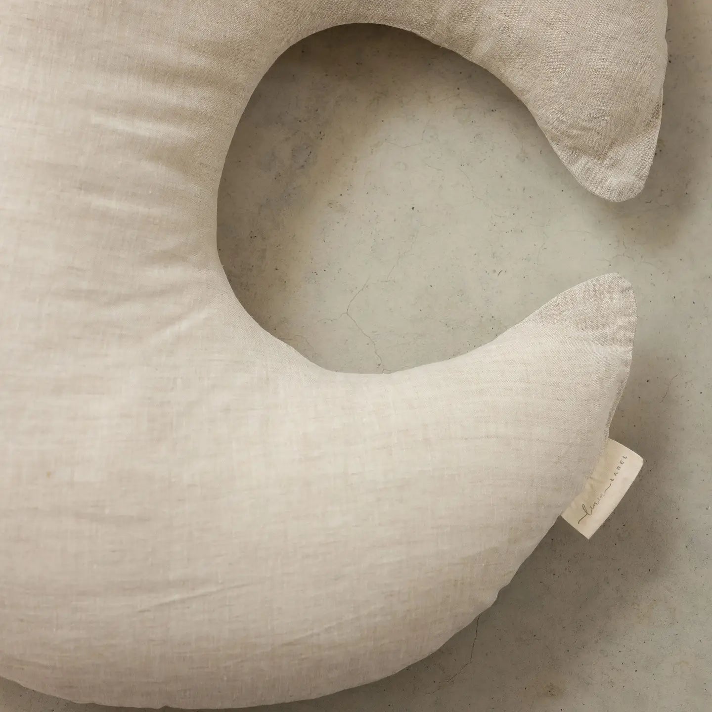 Linen Label Nursing Pillow and Cover – Moon Shape