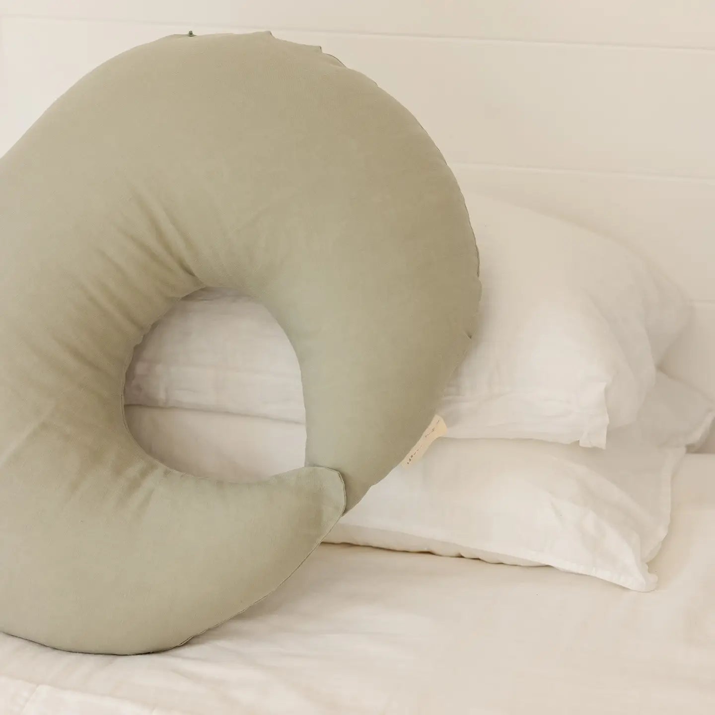 Linen Label Nursing Pillow and Cover – Moon Shape
