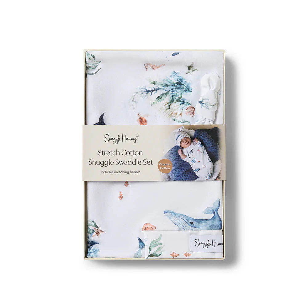 Snuggle Hunny Stretch Cotton Snuggle Swaddle & Beanie or Top Knot Set
