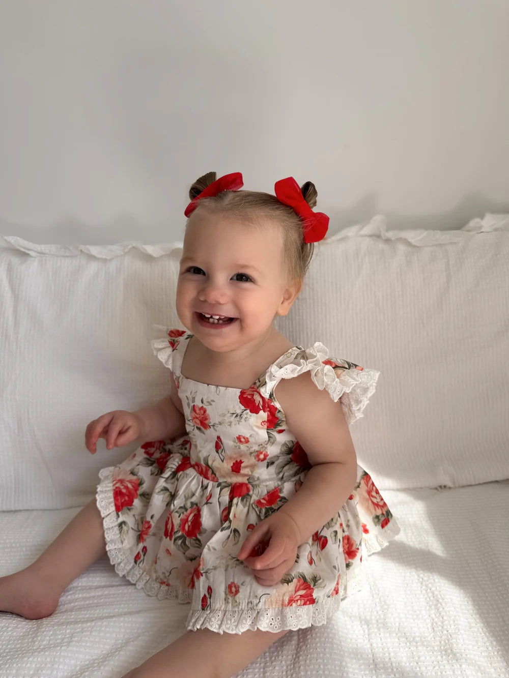 Olive Baby Girls Floral Christmas Romper