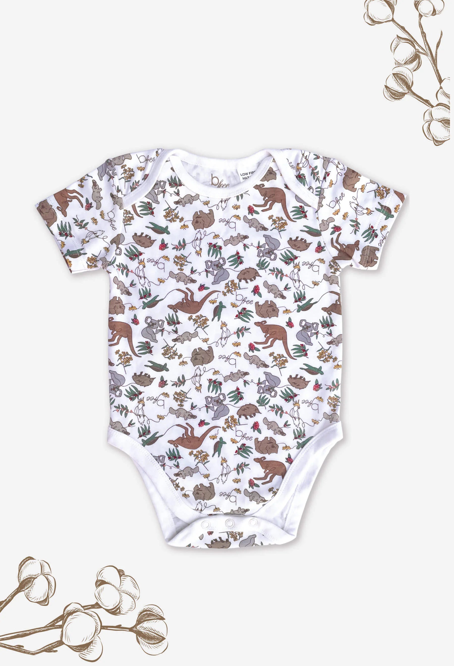 Short Sleeve Baby Bodysuit Native Aussie Animals