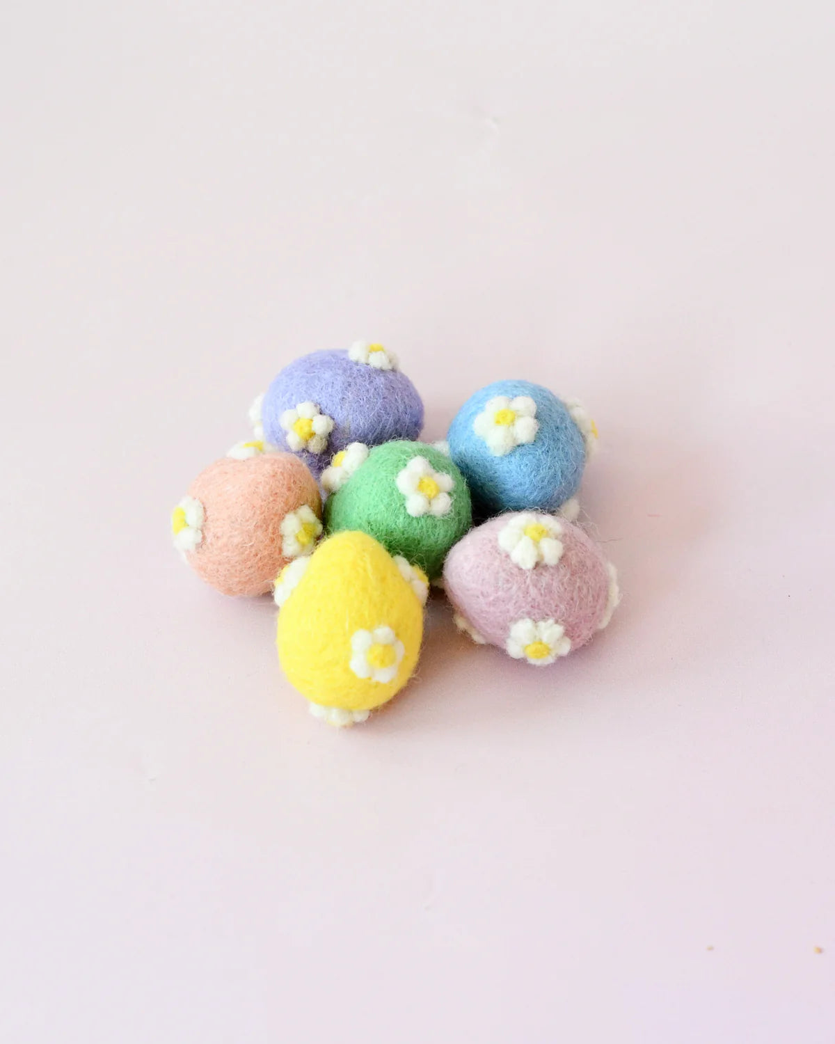 Felt Pastel Eggs with Flowers (Set of 6)
