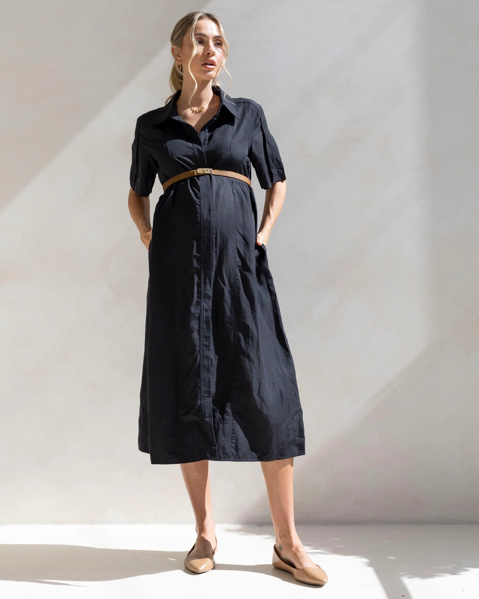 Sophia Maternity Work Dress – Black