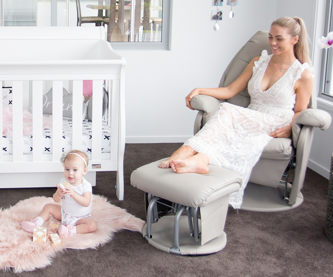 Vogue Feeding Glider Chair & Ottoman