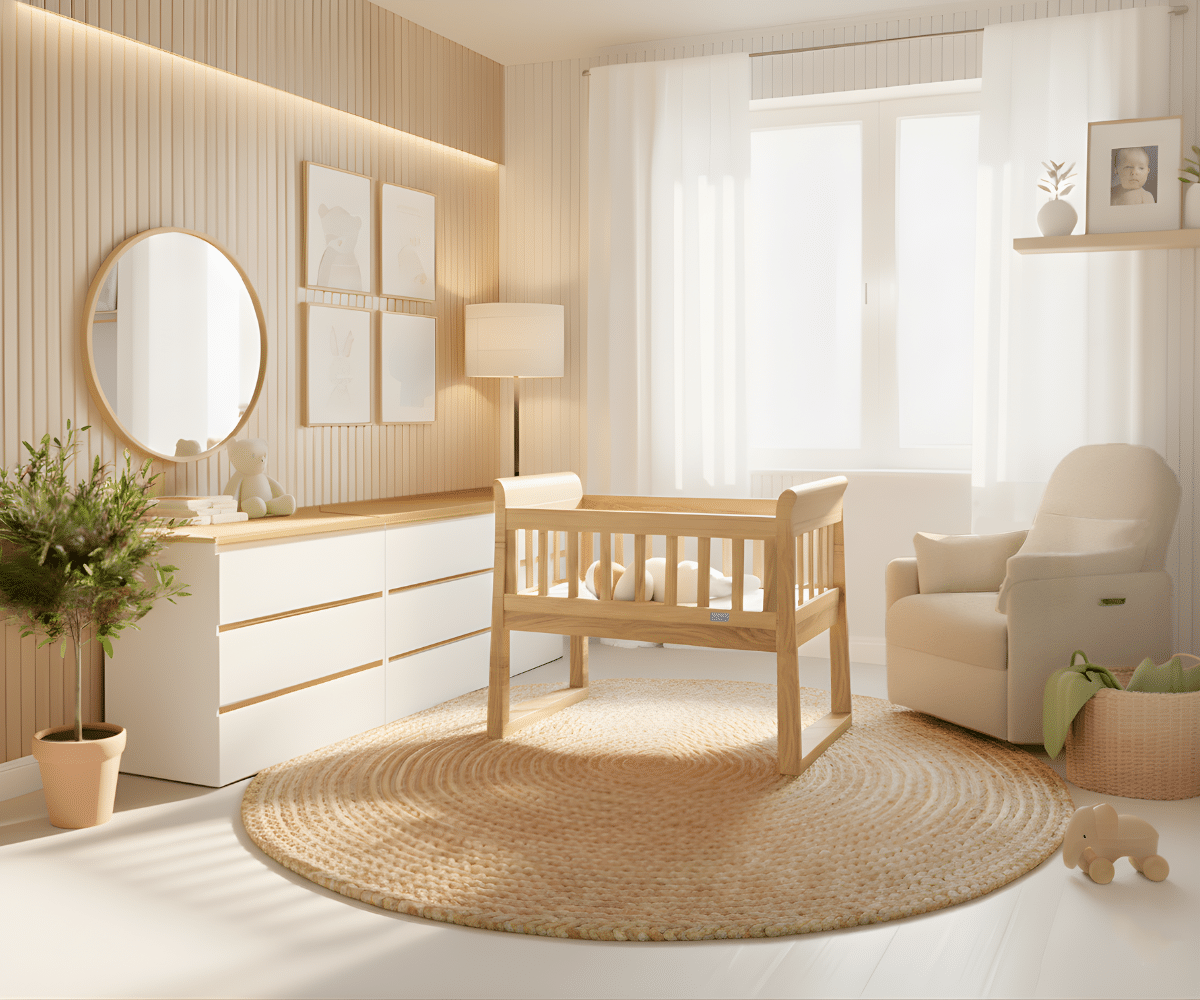 Babyhood Sandton Sleigh Cradle, Bassinet and Rocking Seat with Breathe Eze Mattress - available to order