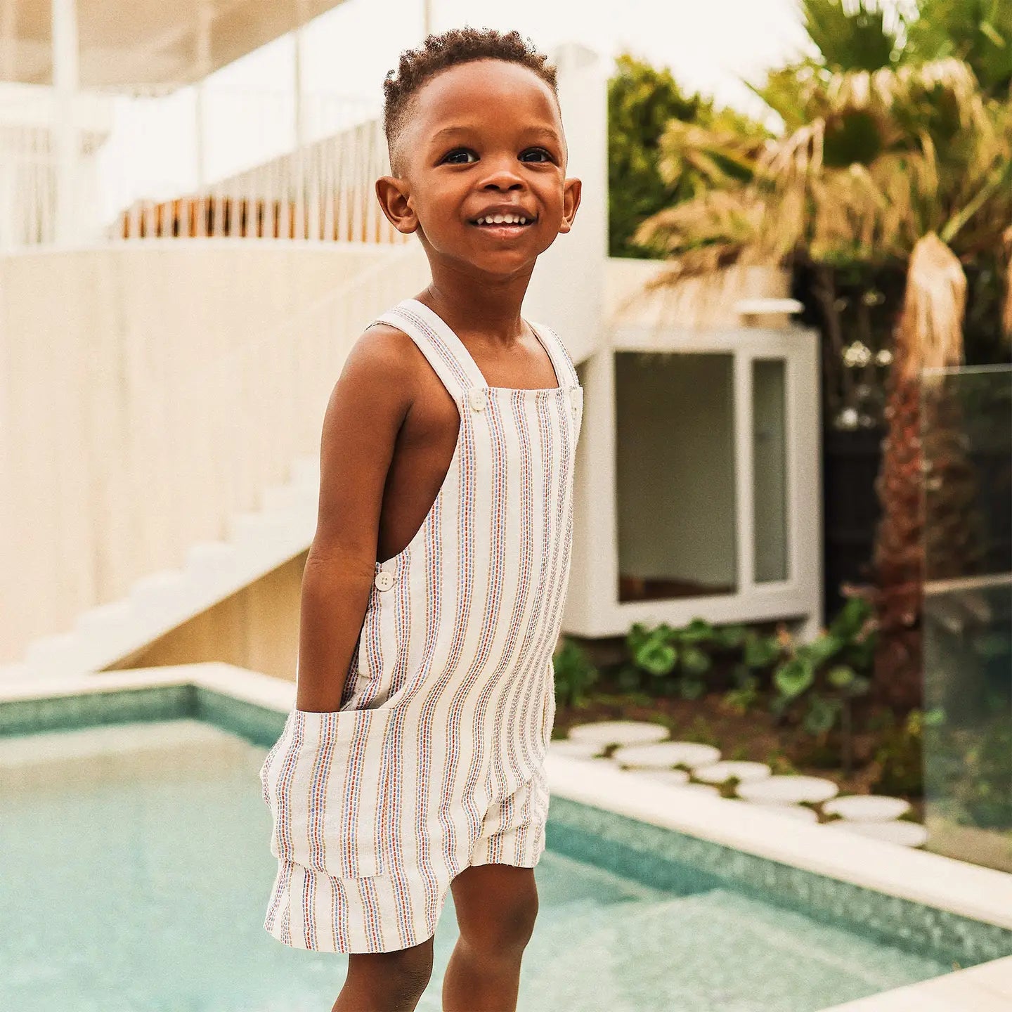 Stripe Woven Overall