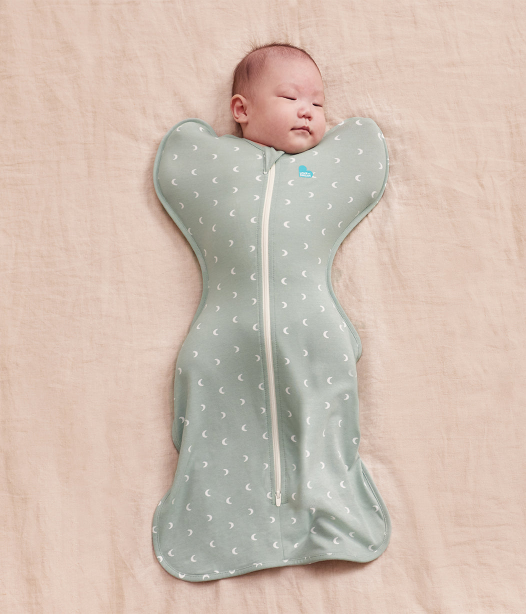 Love To Dream Swaddle Up 1.0 TOG Stretch Cotton Olive Moon